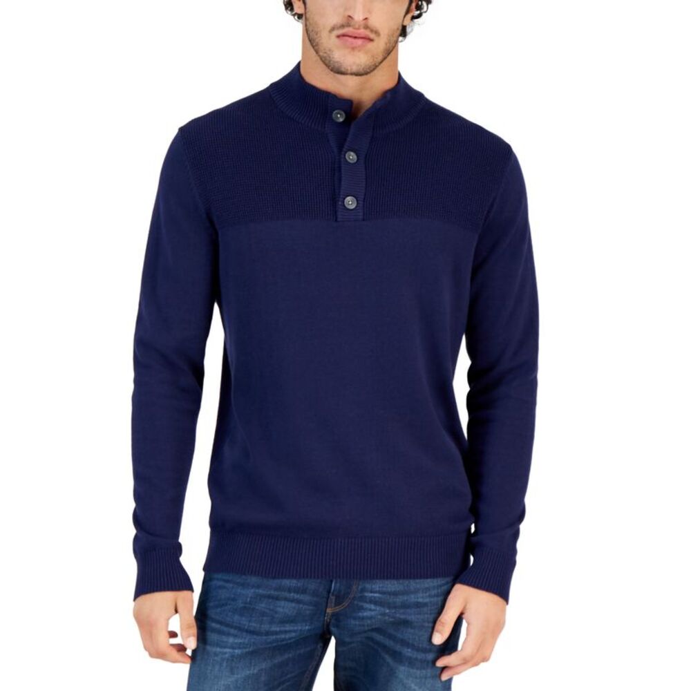 Club Room Mens Button Mock Neck Sweater